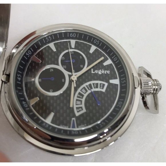 Carbon Fiber Chronograph Pocket Watch by Legere New - Picture 4 of 7